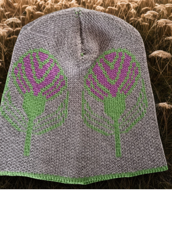 Beanie Hat Scottish Thistle design. . - Image 4