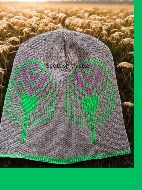 Beanie Hat Scottish Thistle design. . - Image 7