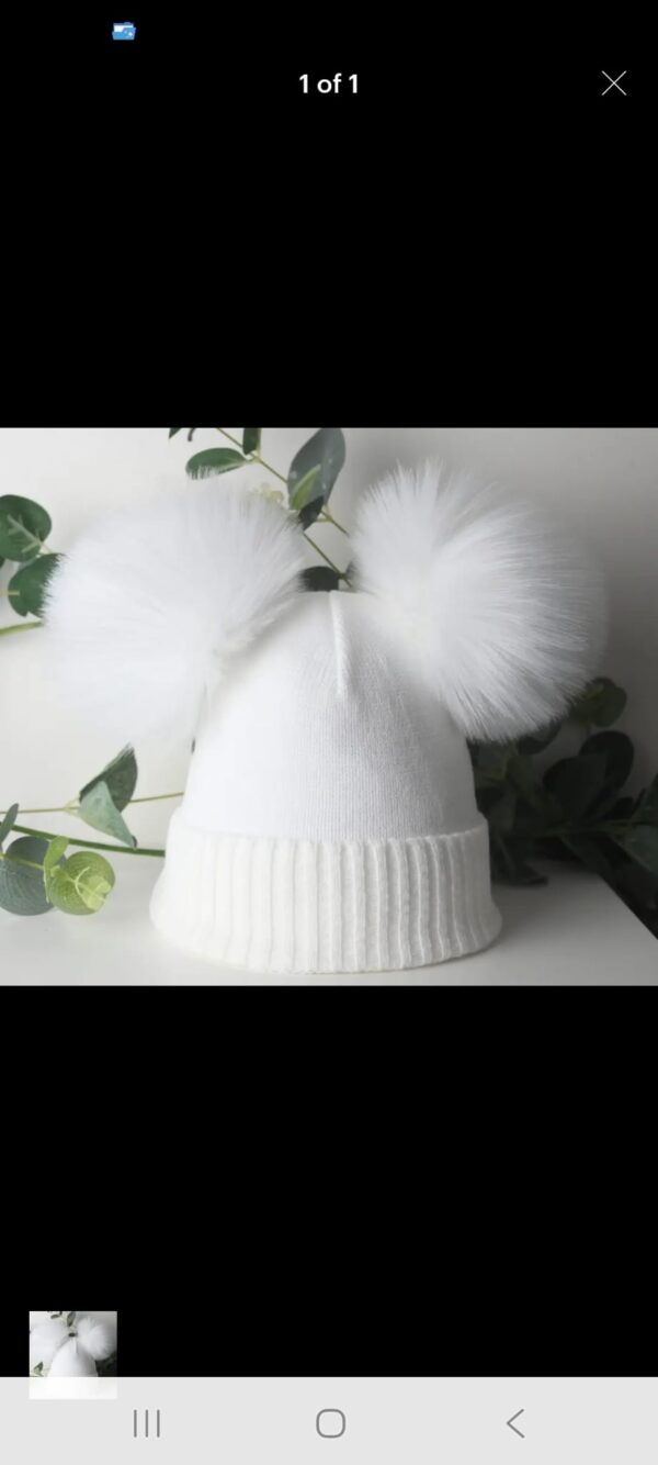 Baby Double Pom Pom Hat. - Image 2